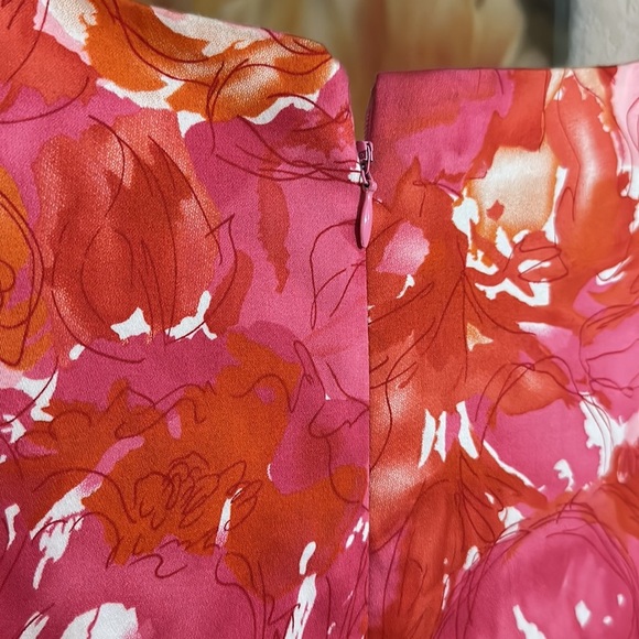 London times pink floral midi dress petite size 14 - Picture 8 of 10